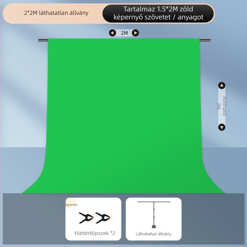 Chromakey textil hátfal hordozható állvánnyal, megerősített kivitel