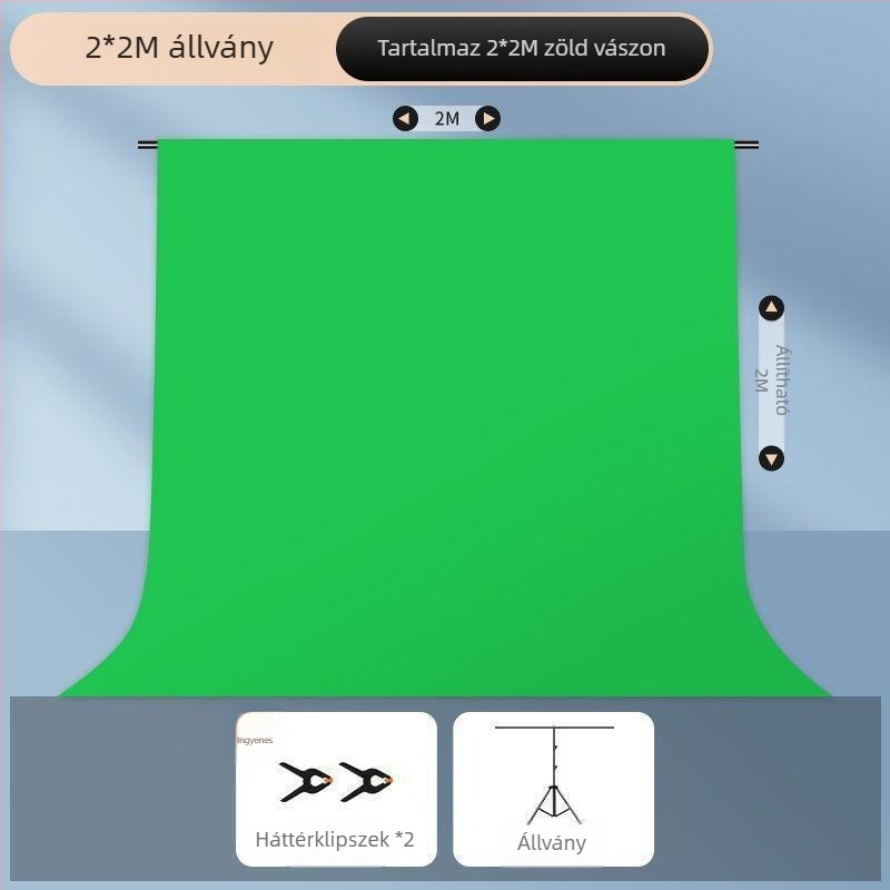 Chromakey textil hátfal hordozható állvánnyal, megerősített kivitel