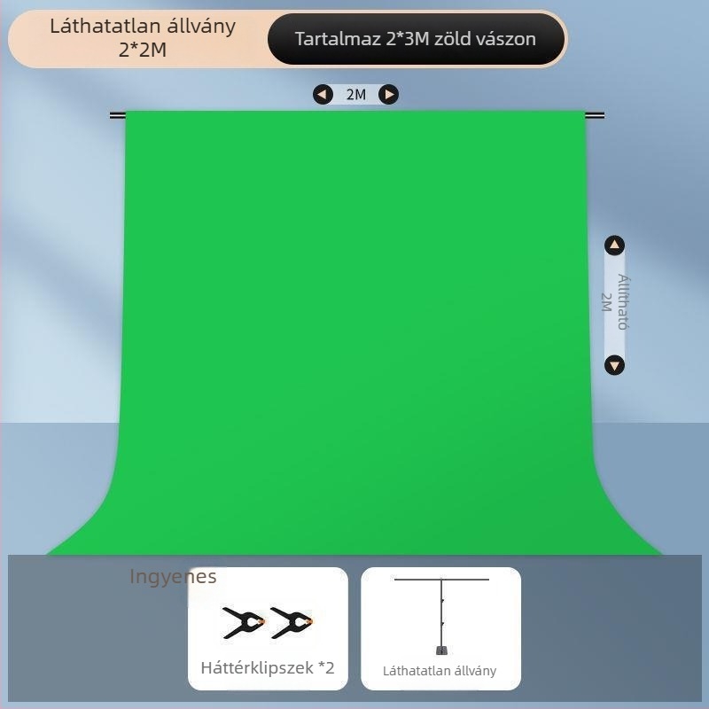 Chromakey textil hátfal hordozható állvánnyal, megerősített kivitel
