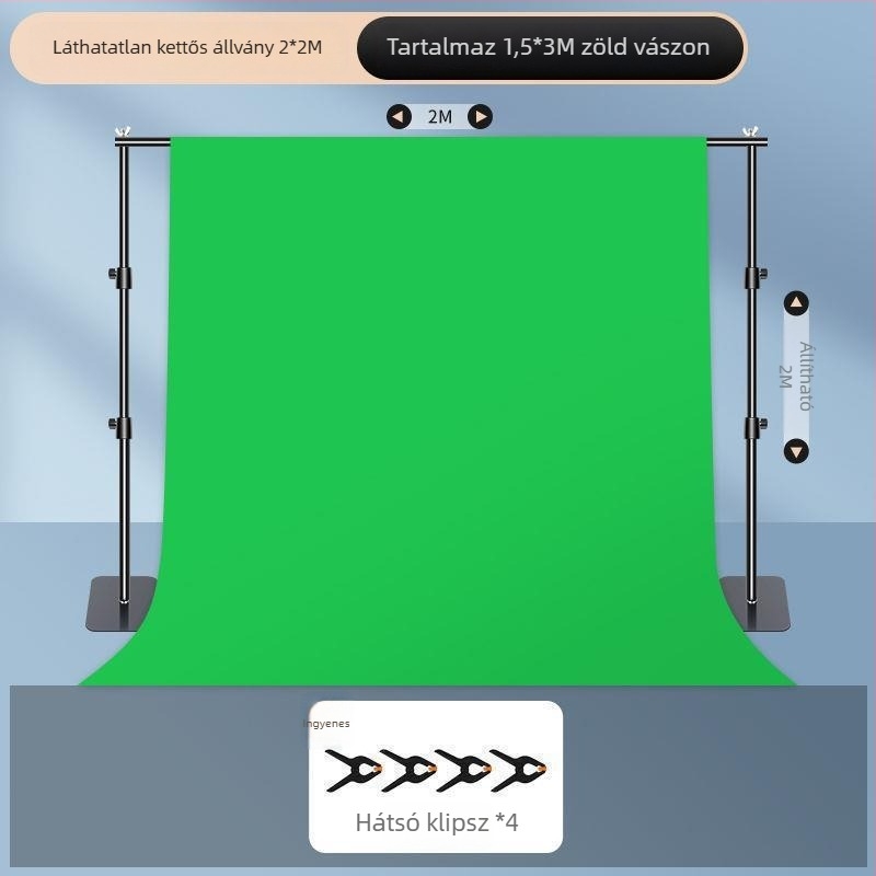 Chromakey textil hátfal hordozható állvánnyal, megerősített kivitel