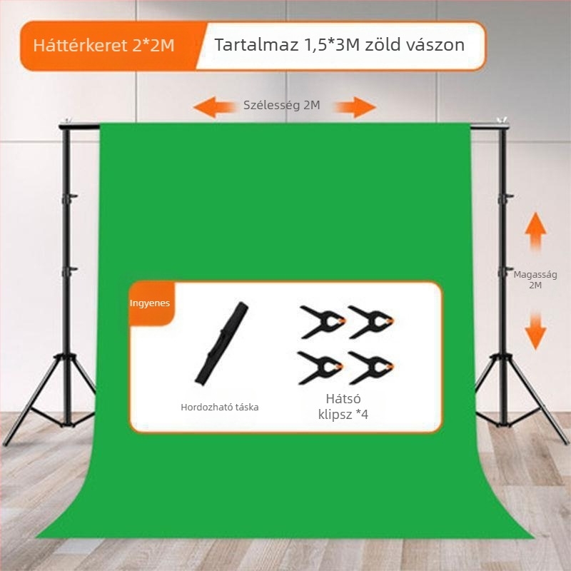 Chromakey textil hátfal hordozható állvánnyal, megerősített kivitel
