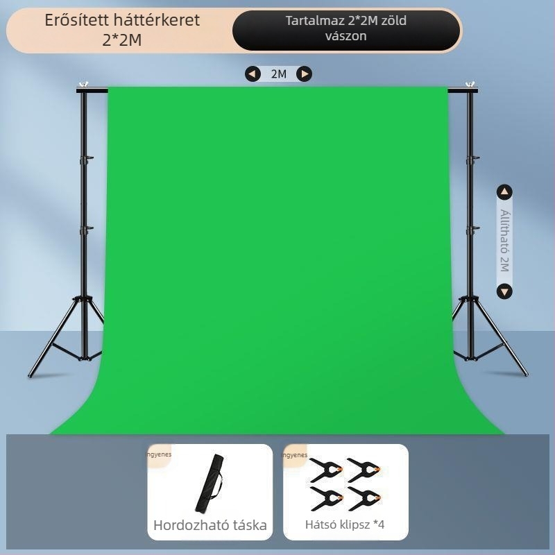 Chromakey textil hátfal hordozható állvánnyal, megerősített kivitel