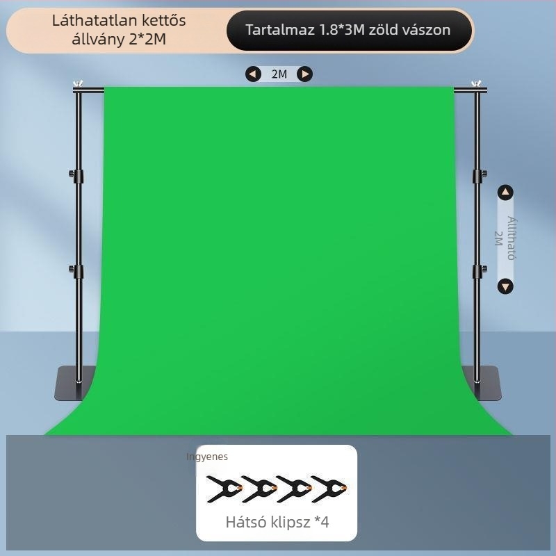 Chromakey textil hátfal hordozható állvánnyal, megerősített kivitel