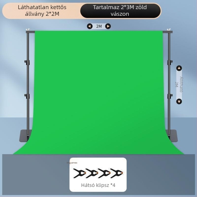 Chromakey textil hátfal hordozható állvánnyal, megerősített kivitel