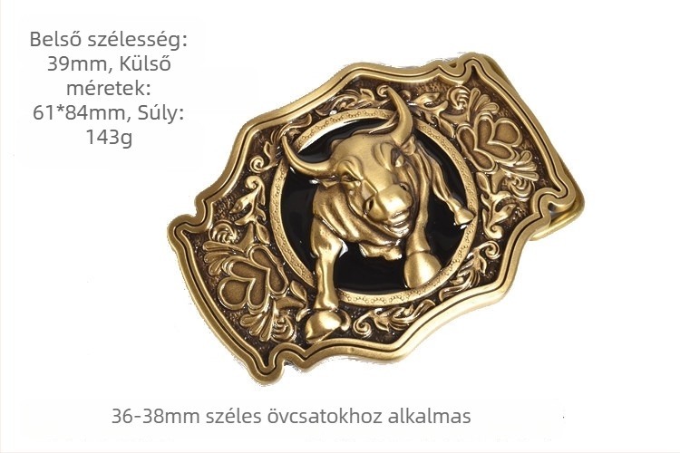 Férfi övcsat sárgarézből, sima lemez, kézzel készített kiegészítő