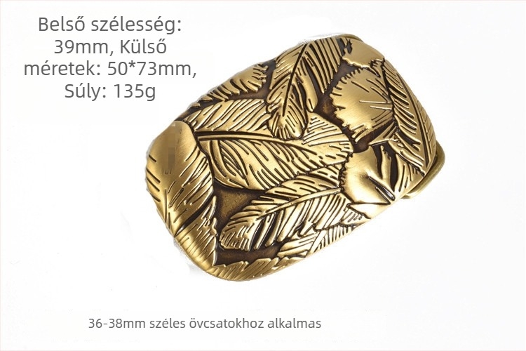 Férfi övcsat sárgarézből, sima lemez, kézzel készített kiegészítő