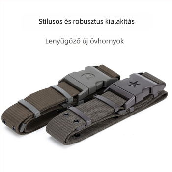 Diáktaktikai kiképző öv, vászon anyagú, műanyag csattal, zárócsattal, összekapcsolt szerkezet