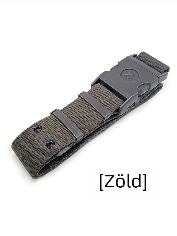 Diáktaktikai kiképző öv, vászon anyagú, műanyag csattal, zárócsattal, összekapcsolt szerkezet