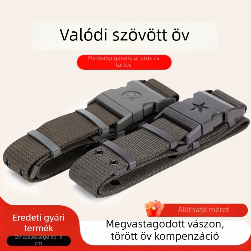 Diáktaktikai kiképző öv, vászon anyagú, műanyag csattal, zárócsattal, összekapcsolt szerkezet