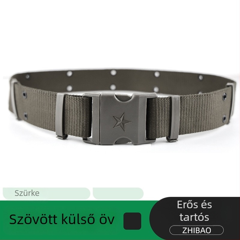 Diáktaktikai kiképző öv, vászon anyagú, műanyag csattal, zárócsattal, összekapcsolt szerkezet