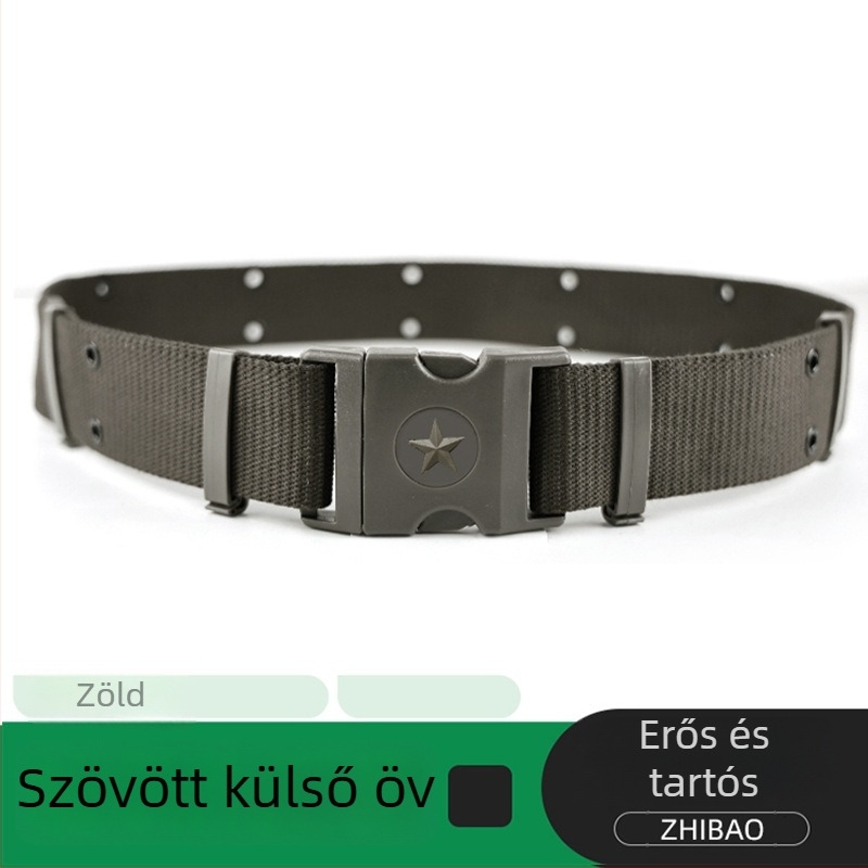 Diáktaktikai kiképző öv, vászon anyagú, műanyag csattal, zárócsattal, összekapcsolt szerkezet
