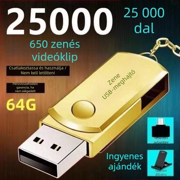 Autóba illő USB Flash Drive MP3 — Modell 411, kapacitás 128 millió, MP3 lejátszás