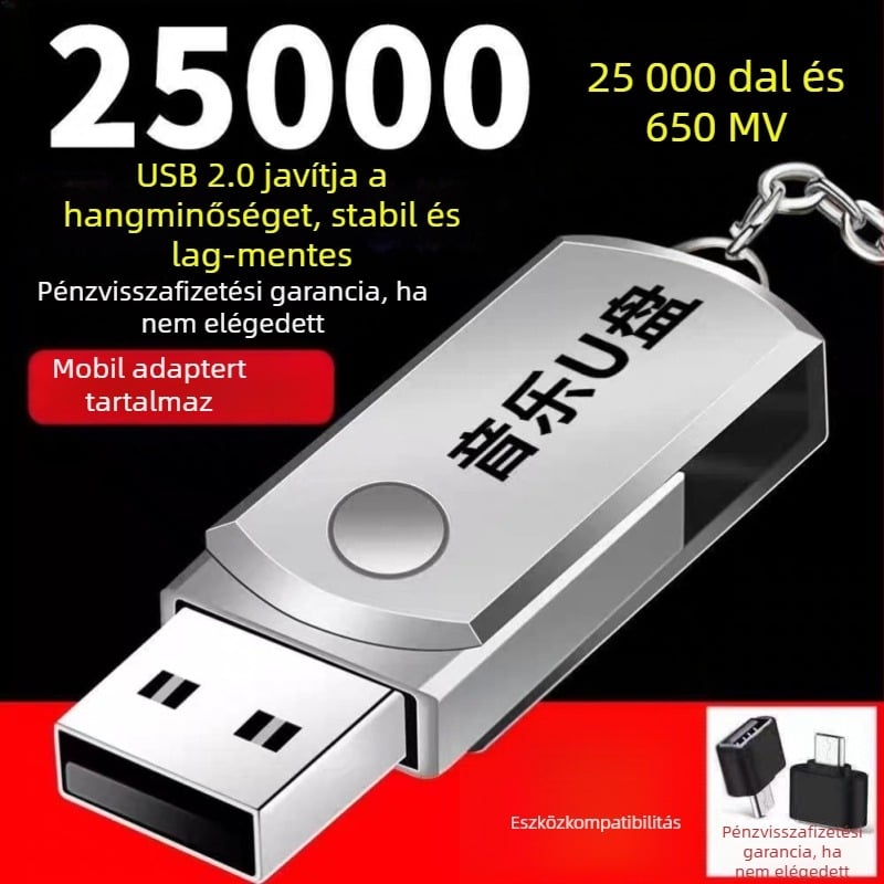 Autóba illő USB Flash Drive MP3 — Modell 411, kapacitás 128 millió, MP3 lejátszás
