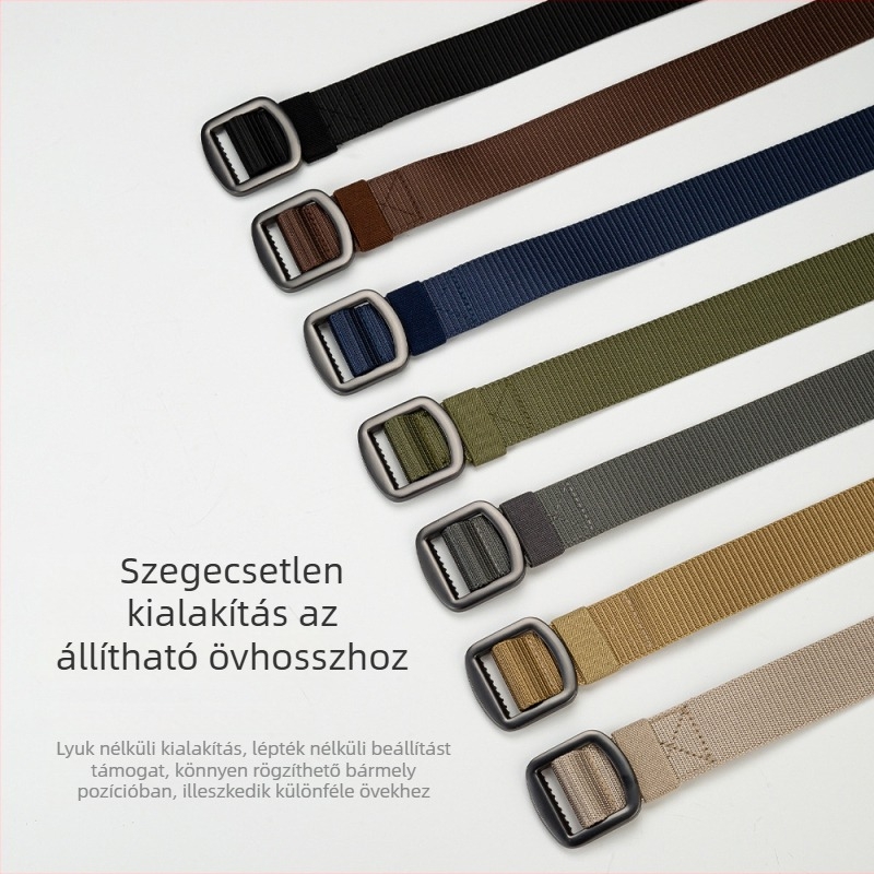 Férfiaknak vászonöv, mindennapi taktikai szövött öv (Anyag: vászon; Csatt anyaga: ötvözet; Csatt mód: japán gomb; Szélesség: 2–4 cm; Felületkezelés: elektropolírozás, lézeres, kefés)