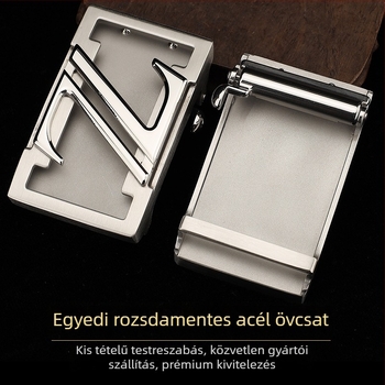 Rozsdamentes acélból készült férfi övcsat automata zárófej, téglalap alakú, betűs minta, üzleti stílus
