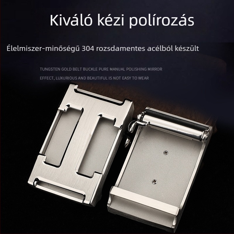 Rozsdamentes acélból készült férfi övcsat automata zárófej, téglalap alakú, betűs minta, üzleti stílus