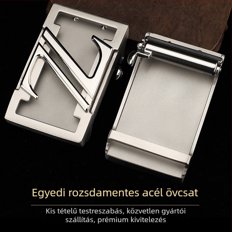 Rozsdamentes acélból készült férfi övcsat automata zárófej, téglalap alakú, betűs minta, üzleti stílus