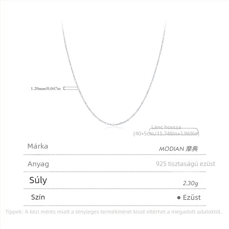 Modian S925 ezüst nyaklánc, medál nélküli, egyszerű lánc, női, minimalist és sokoldalú