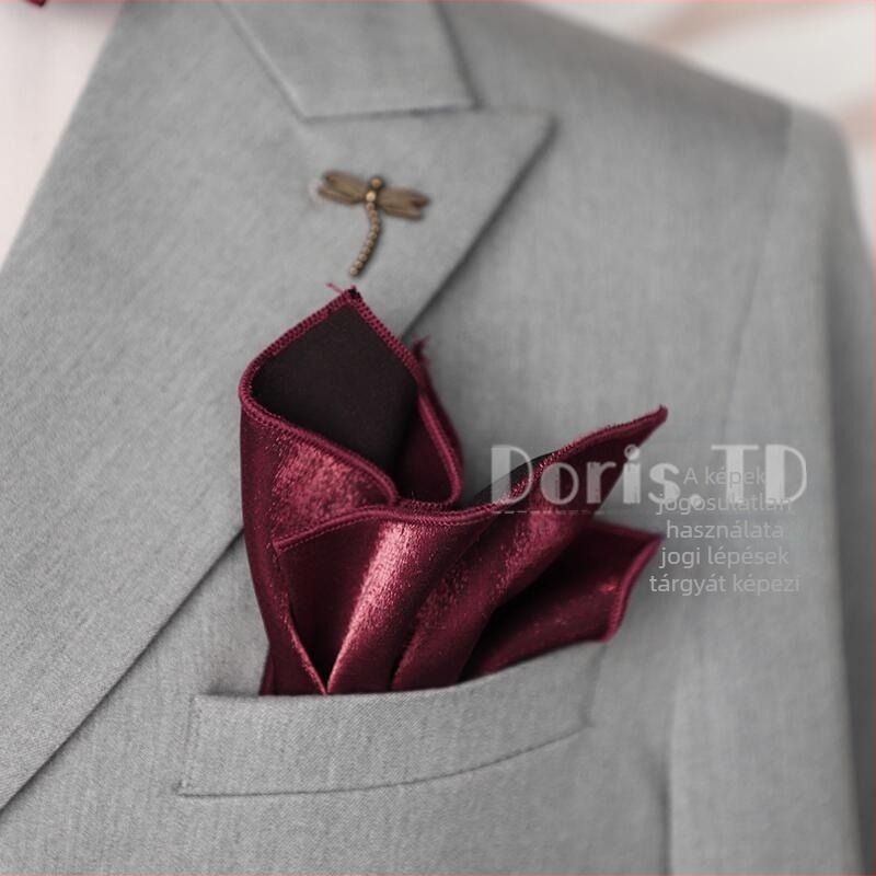 Poliészterből készült csokornyakkendő, jacquard, lapos fejű, poliészter-selyem bélés, esküvőre