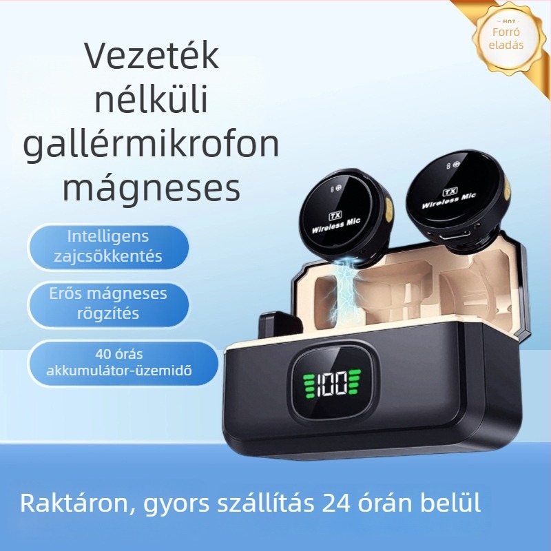 Q8 vezeték nélküli lavalier mikrofon mobil felvételekhez, zajcsökkentés, kültéri élő közvetítéshez, hosszú akkumulátor-élettartam