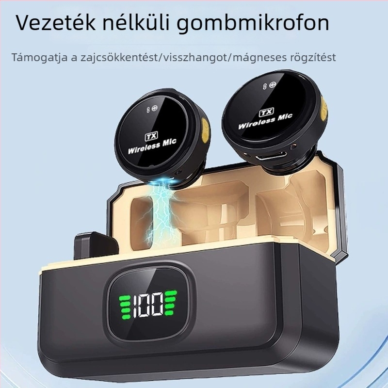 Q8 vezeték nélküli lavalier mikrofon mobil felvételekhez, zajcsökkentés, kültéri élő közvetítéshez, hosszú akkumulátor-élettartam