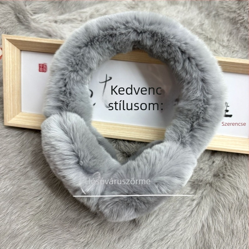 Nyúl szőrmés fülmelegítő, uniszex, felnőtteknek, összecsukható, téli/ősz