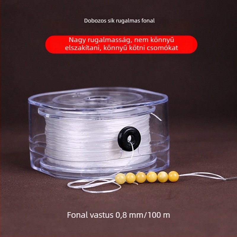 Ékszerkészítéshez való gyöngyös elasztikus zsinór — gránát karkötőzsinór, műanyag/gyanta anyag, ragasztással feldolgozva, testreszabható