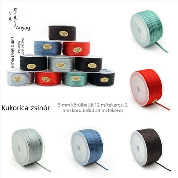 2 mm-es horgolt ékszerzsinór — piros karkötőzsinór, kézzel készített nyaklánczsinór, jáde fonal