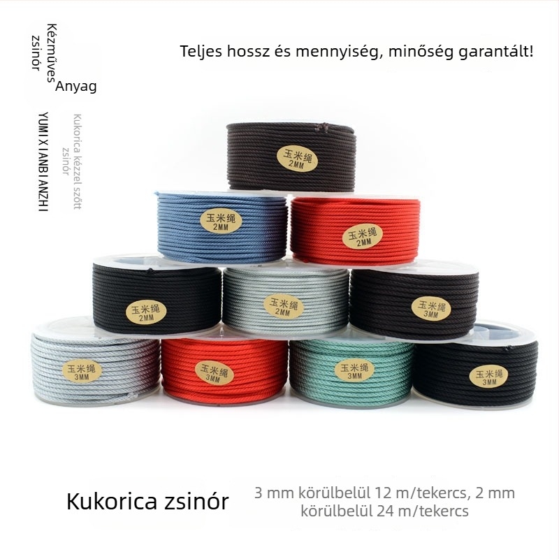 2 mm-es horgolt ékszerzsinór — piros karkötőzsinór, kézzel készített nyaklánczsinór, jáde fonal