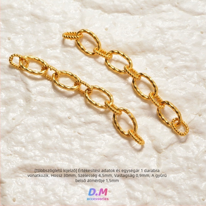 S925 ezüst ovális hosszabbító lánc biztonsági lánccal – DIY ékszerkiegészítő, elektroplatinázott felület, eredeti dizájn, totem minta