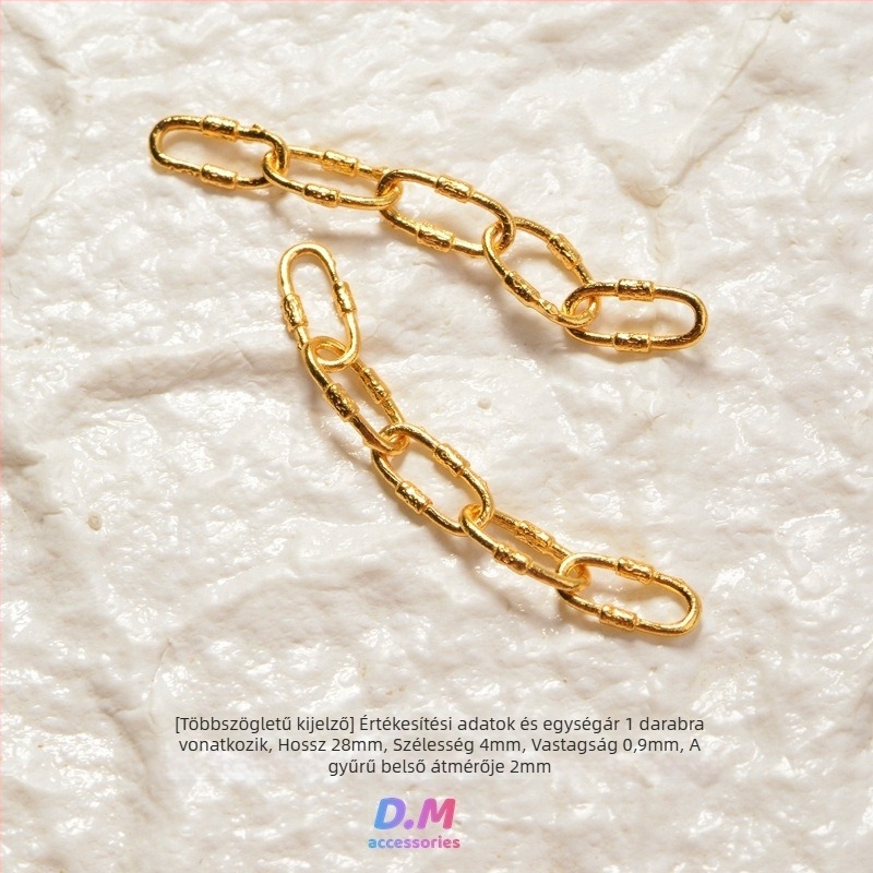 S925 ezüst ovális hosszabbító lánc biztonsági lánccal – DIY ékszerkiegészítő, elektroplatinázott felület, eredeti dizájn, totem minta