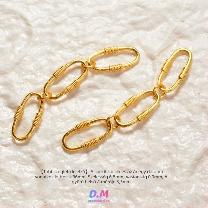 S925 ezüst ovális hosszabbító lánc biztonsági lánccal – DIY ékszerkiegészítő, elektroplatinázott felület, eredeti dizájn, totem minta