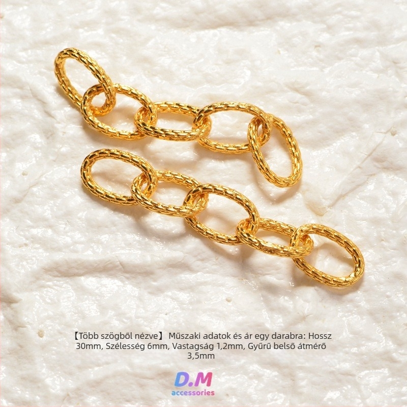 S925 ezüst ovális hosszabbító lánc biztonsági lánccal – DIY ékszerkiegészítő, elektroplatinázott felület, eredeti dizájn, totem minta