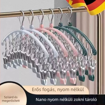 Szárító klipek rozsdamentes acél műanyag bevonattal, 10 klipek, csúszásmentes, nem összecsukható, ruhákhoz, sálakhoz és nyakkendőkhöz