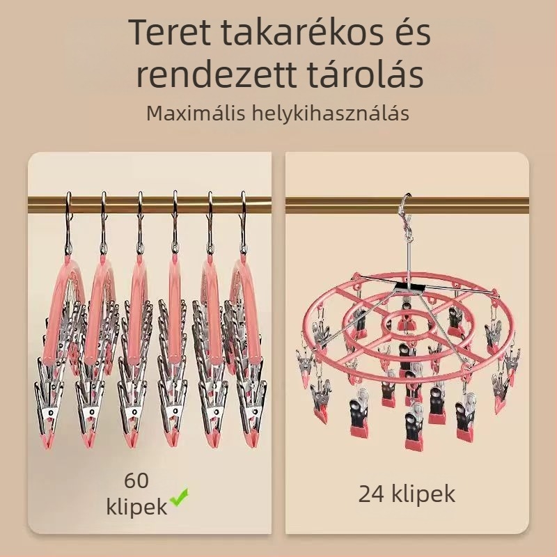 Szárító klipek rozsdamentes acél műanyag bevonattal, 10 klipek, csúszásmentes, nem összecsukható, ruhákhoz, sálakhoz és nyakkendőkhöz