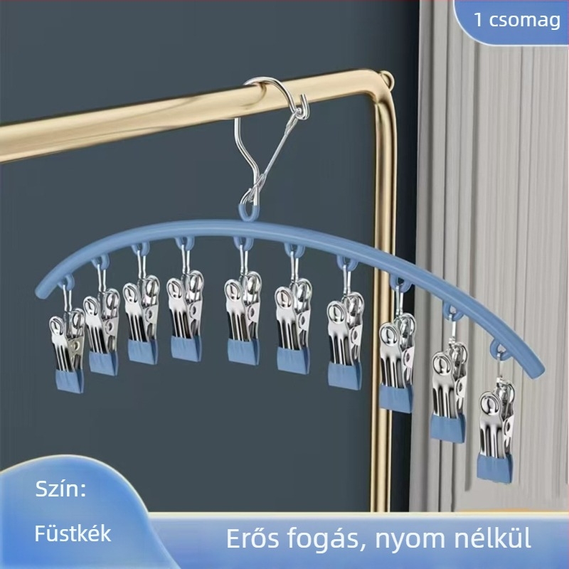 Szárító klipek rozsdamentes acél műanyag bevonattal, 10 klipek, csúszásmentes, nem összecsukható, ruhákhoz, sálakhoz és nyakkendőkhöz