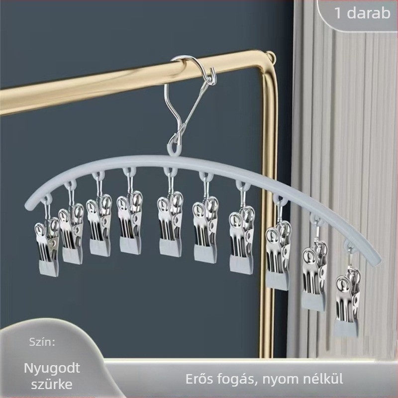 Szárító klipek rozsdamentes acél műanyag bevonattal, 10 klipek, csúszásmentes, nem összecsukható, ruhákhoz, sálakhoz és nyakkendőkhöz