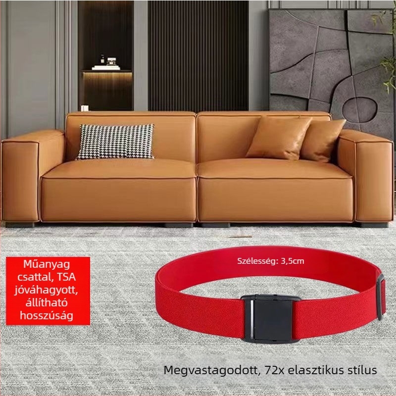Valódi bőr elasztikus derékszíja férfiaknak és nőknek, tűs csattal, szélesség kevesebb mint 2 cm