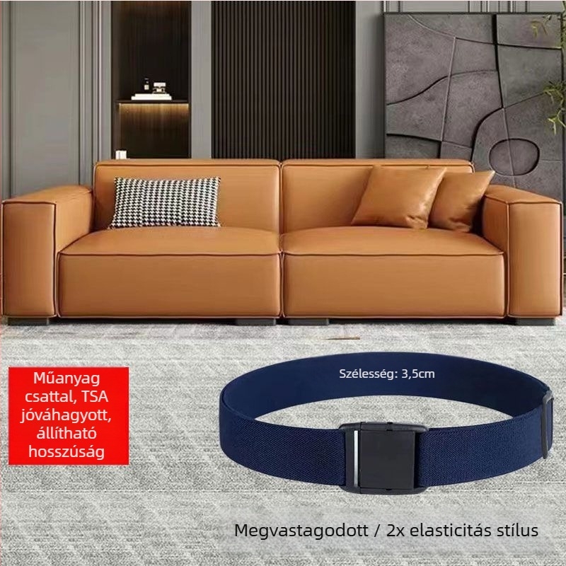 Valódi bőr elasztikus derékszíja férfiaknak és nőknek, tűs csattal, szélesség kevesebb mint 2 cm
