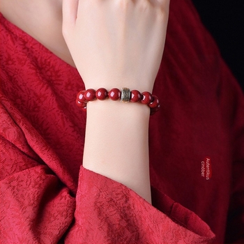 Cinnabar gyöngy karkötő, uniszex, 18 gyöngy, 10 mm, zodiákus Buddha karkötő, Nyúl éve