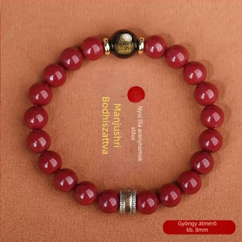 Cinnabar gyöngy karkötő, uniszex, 18 gyöngy, 10 mm, zodiákus Buddha karkötő, Nyúl éve