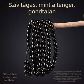 Természetes obszidián karkötő 108 gyönggyel, több rétegű uniszex karkötő a Kígyó éve számára