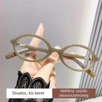 Kékfény elleni olvasószemüveg, kis keret, hordozható, retro kerek fém keret, presbyopia