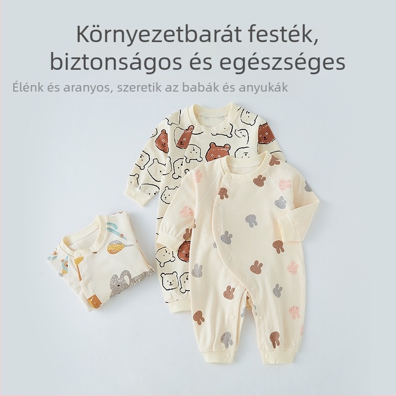 100% pamut rugdalózó hosszú ujjú, újszülötteknek (0-12 hónap), uniszex.