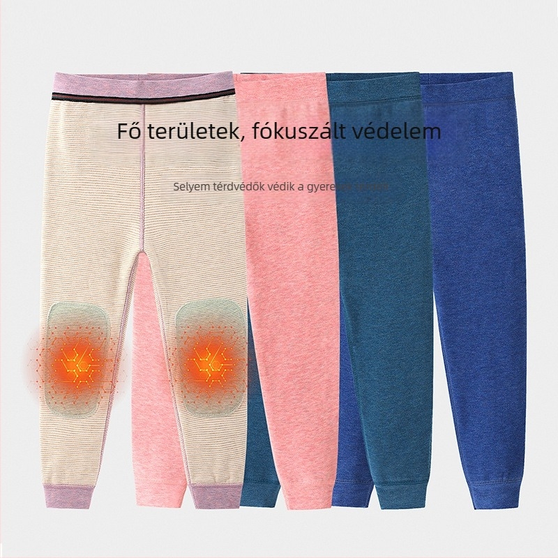 Gyerekeknek dupla rétegű meleg kötött nadrág, magas derekú, ősz–tél, 8+ éveseknek, akril szálból készült kötött anyag