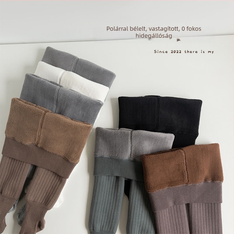 Flízzel bélelt gyerek leggings lányoknak, vastag ősz-télre, 100% pamut, lábszárig érő, mindennapi viselet
