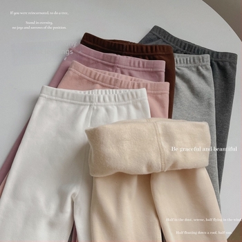 Gyerekeknek készült vastagított, karcsú szabású pamut leggings belső fleece-szel, 95% pamut, középső derekú, tavasz–ősz, 3–8 éveseknek