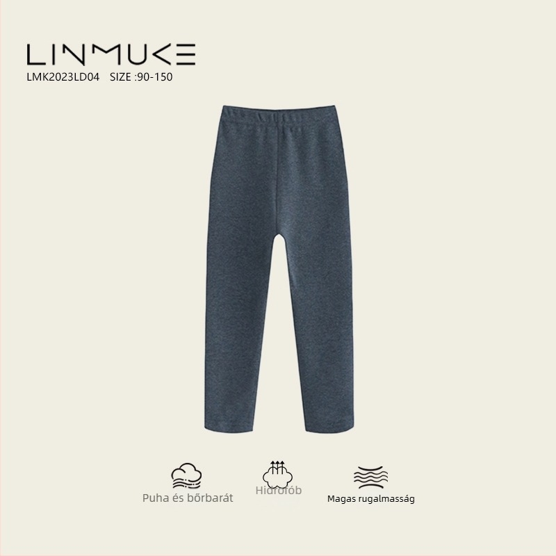 Gyerekeknek készült vastagított, karcsú szabású pamut leggings belső fleece-szel, 95% pamut, középső derekú, tavasz–ősz, 3–8 éveseknek