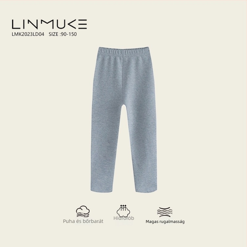 Gyerekeknek készült vastagított, karcsú szabású pamut leggings belső fleece-szel, 95% pamut, középső derekú, tavasz–ősz, 3–8 éveseknek