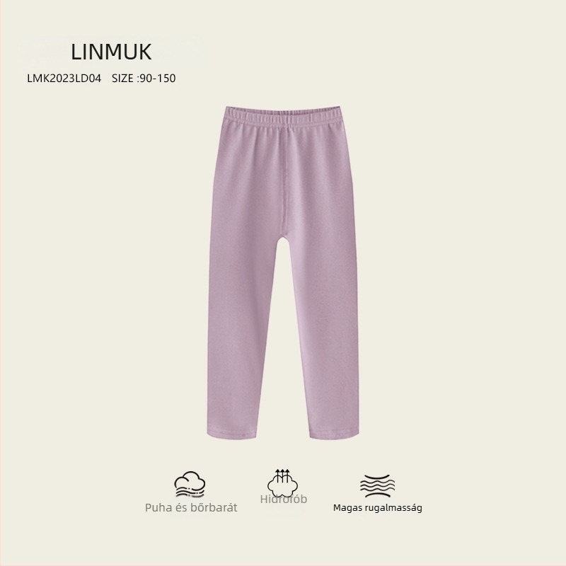 Gyerekeknek készült vastagított, karcsú szabású pamut leggings belső fleece-szel, 95% pamut, középső derekú, tavasz–ősz, 3–8 éveseknek